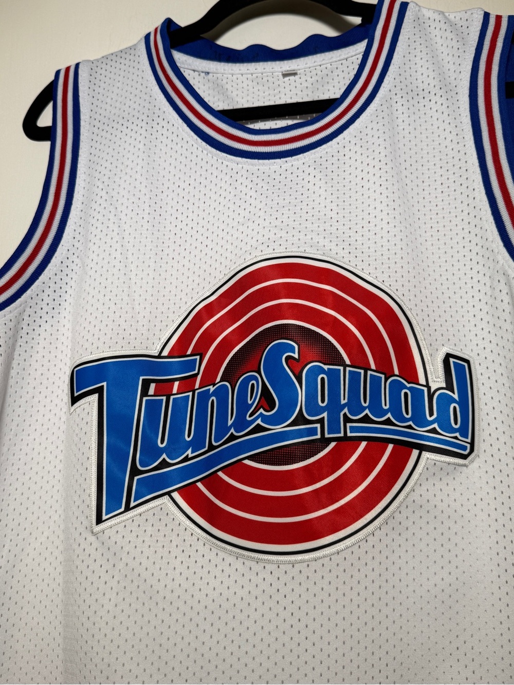 Tune Squad Tweety White Basketball Jersey with Blue & Red Logo Medium